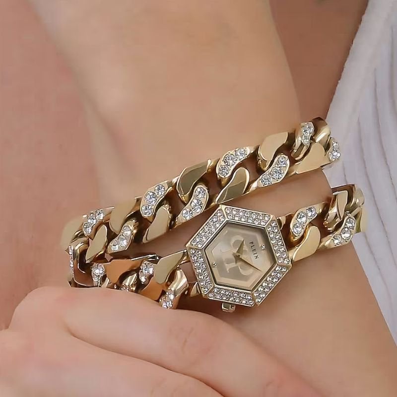 Philipp Plein Snake Hexagon Dameshorloge, Overige merken, Staal, Staal, Polshorloge