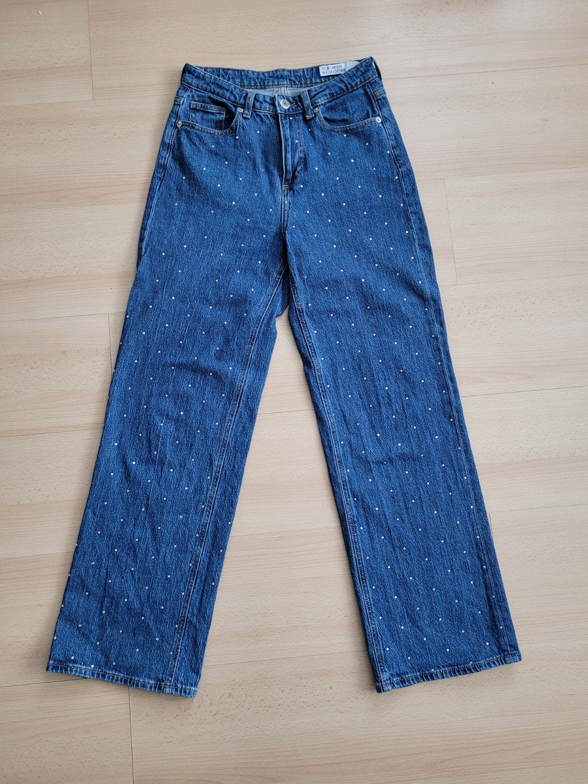 * Vero Moda jeans spijkerbroek met glitter steentjes 27 / 30, Ophalen, Blauw, Vero Moda, W27 (confectie 34) of kleiner