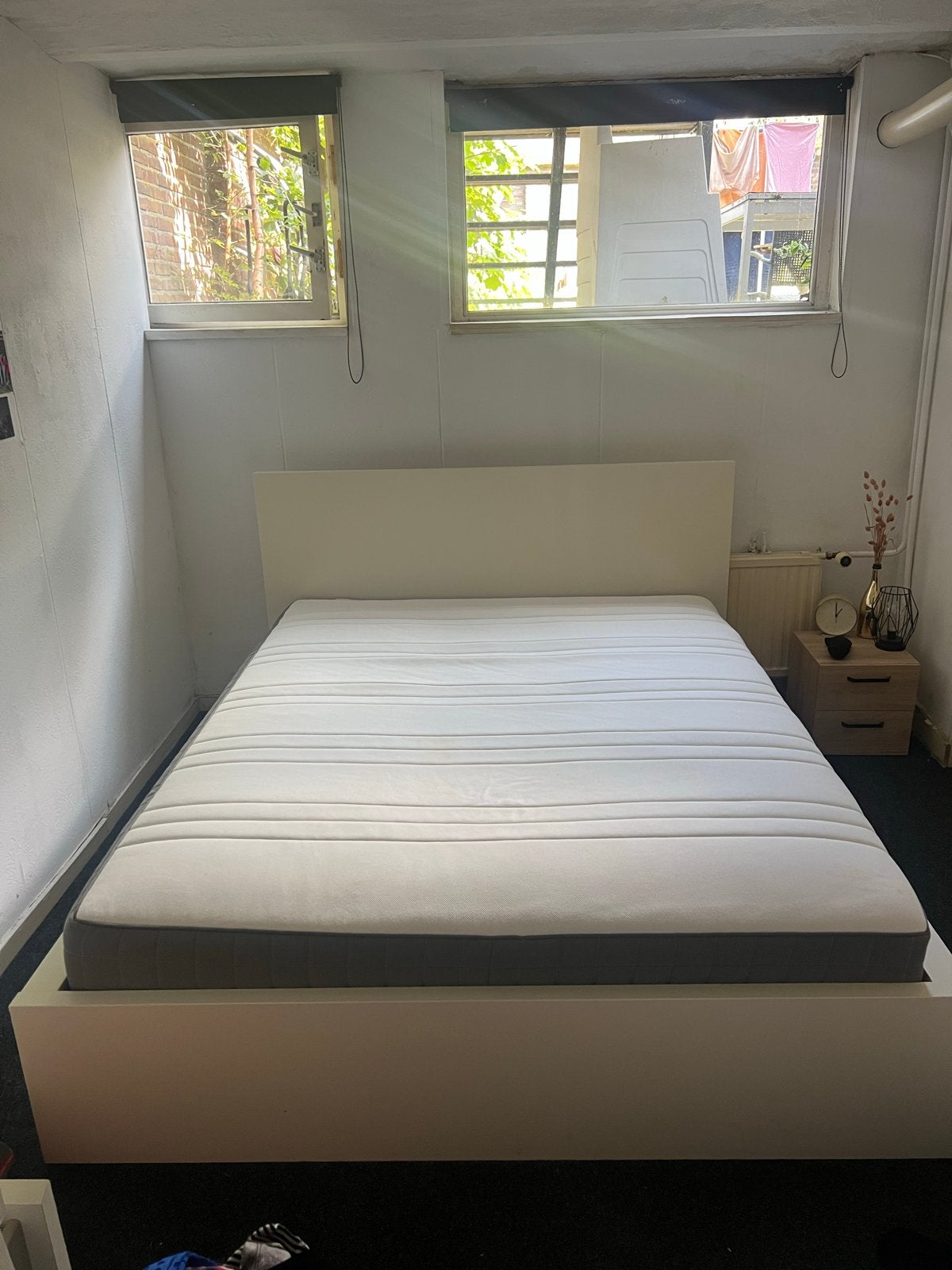 IKEA Malm bed 160x200 met 4 lades, Ophalen, Gebruikt, Wit, Tweepersoons