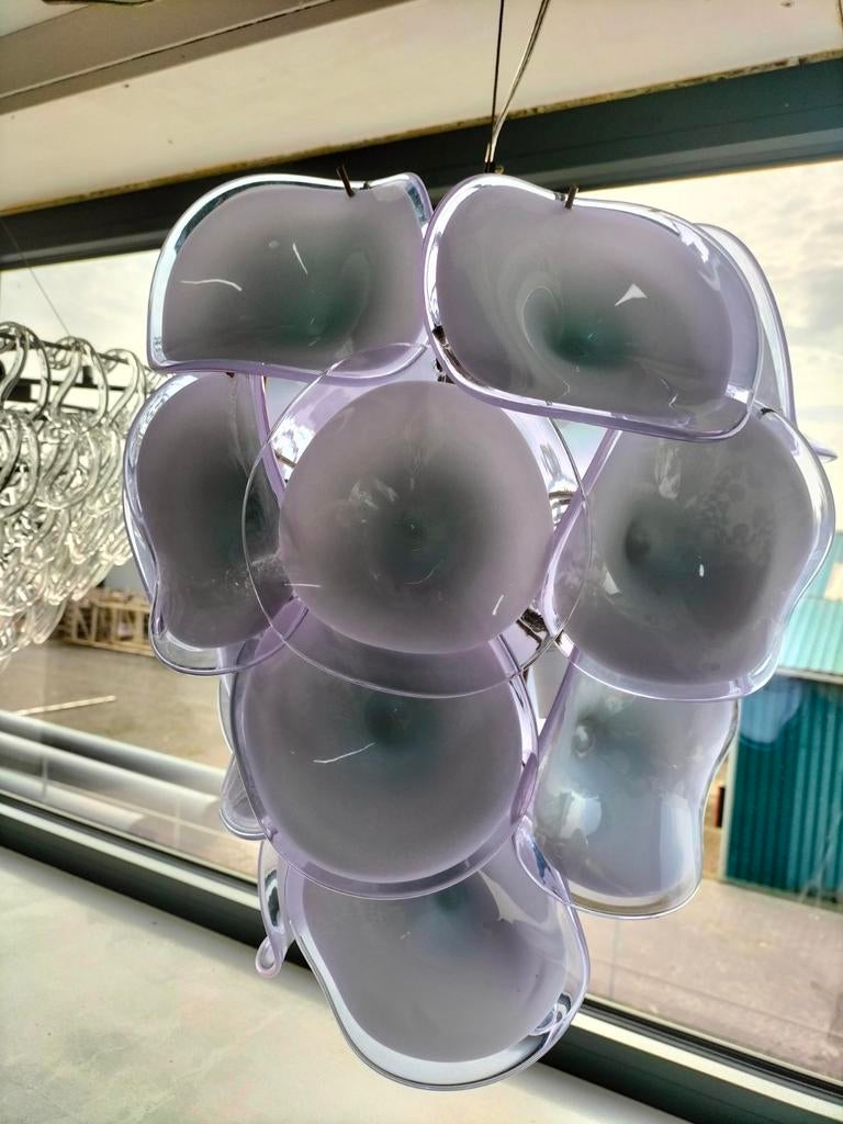 Vistosi glazen schijven hanglamp lila hand geblazen Murano ?, Geen, Ophalen of Verzenden, Minder dan 50 cm, Geen