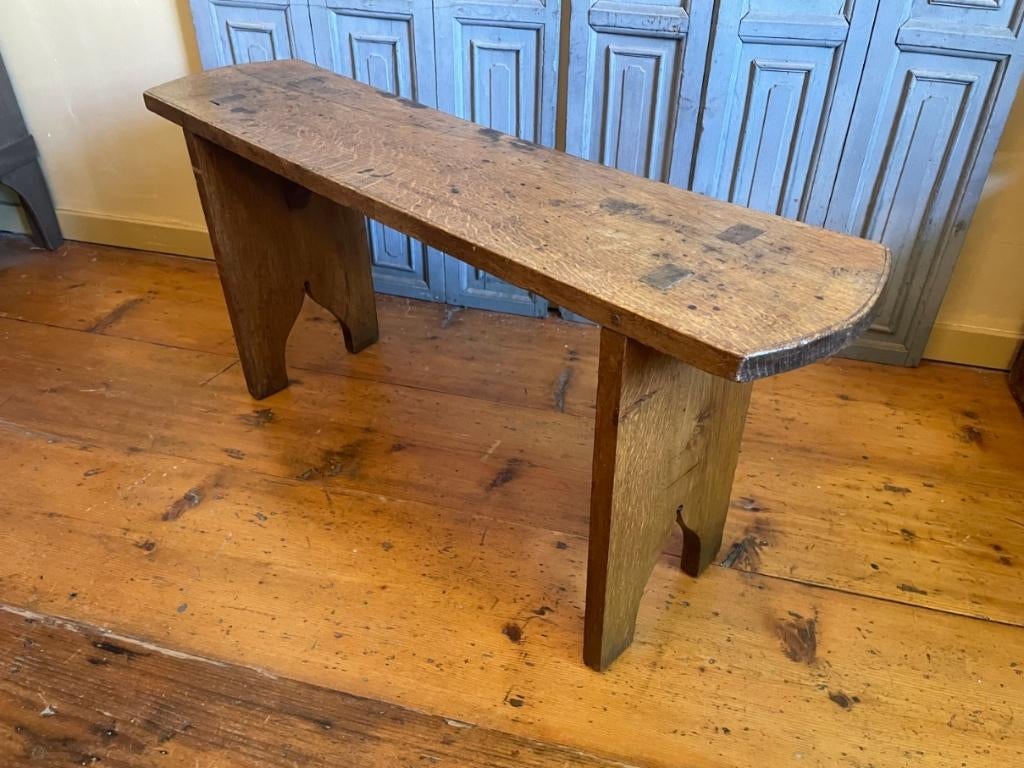 Eiken Bank Halbankje Kort Kerkbankje Frans 90.5 cm., Antiek en Kunst, Ophalen of Verzenden