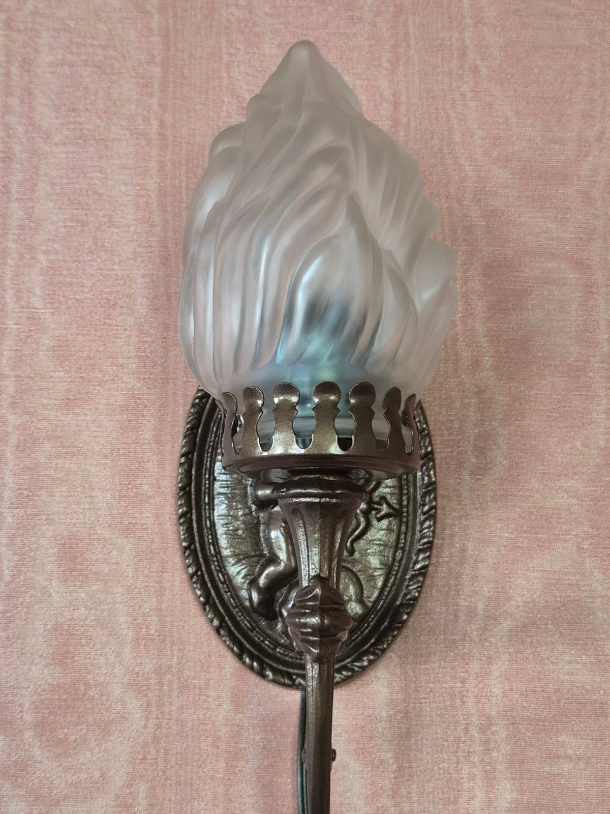 Zware vintage Barok wandlamp engel met pijl en boog, Antiek en Kunst, Ophalen of Verzenden
