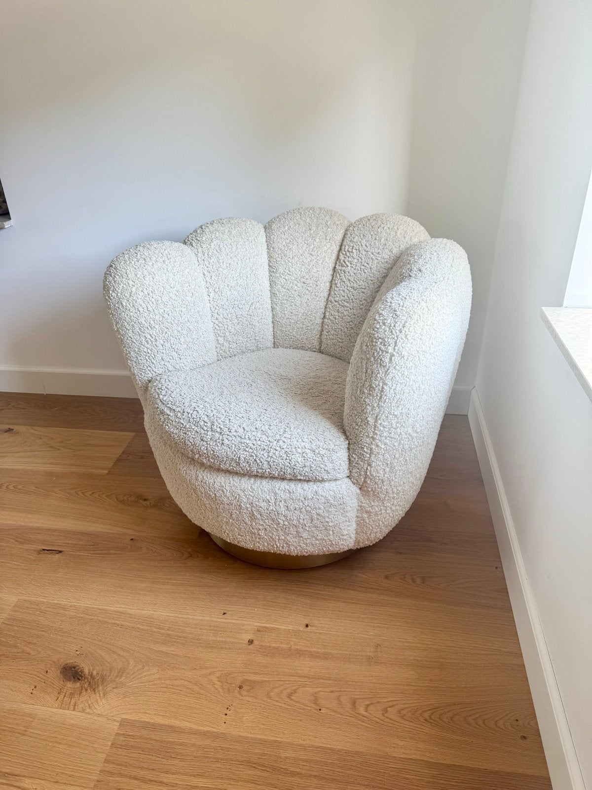Eichholtz Swivel Chair - Crème Bouclé Stof, Overige kleuren, Ophalen of Verzenden, Zo goed als nieuw, Eén