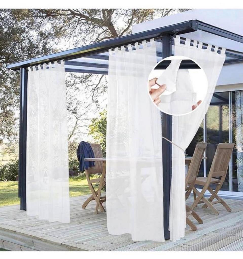 Witte Buitengordijnen Patiogordijnen Transparant wit 137x274, 100 tot 150 cm, 200 cm of meer, Nieuw, Ophalen of Verzenden