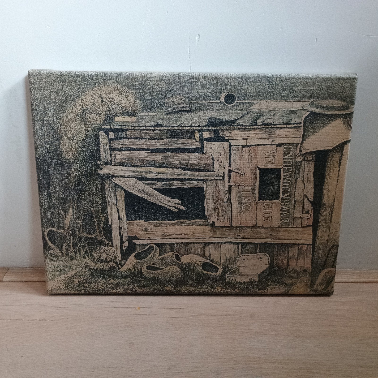 Reproductie schilderij "Kippenhok" - Jopie Huisman, Antiek en Kunst, Ophalen