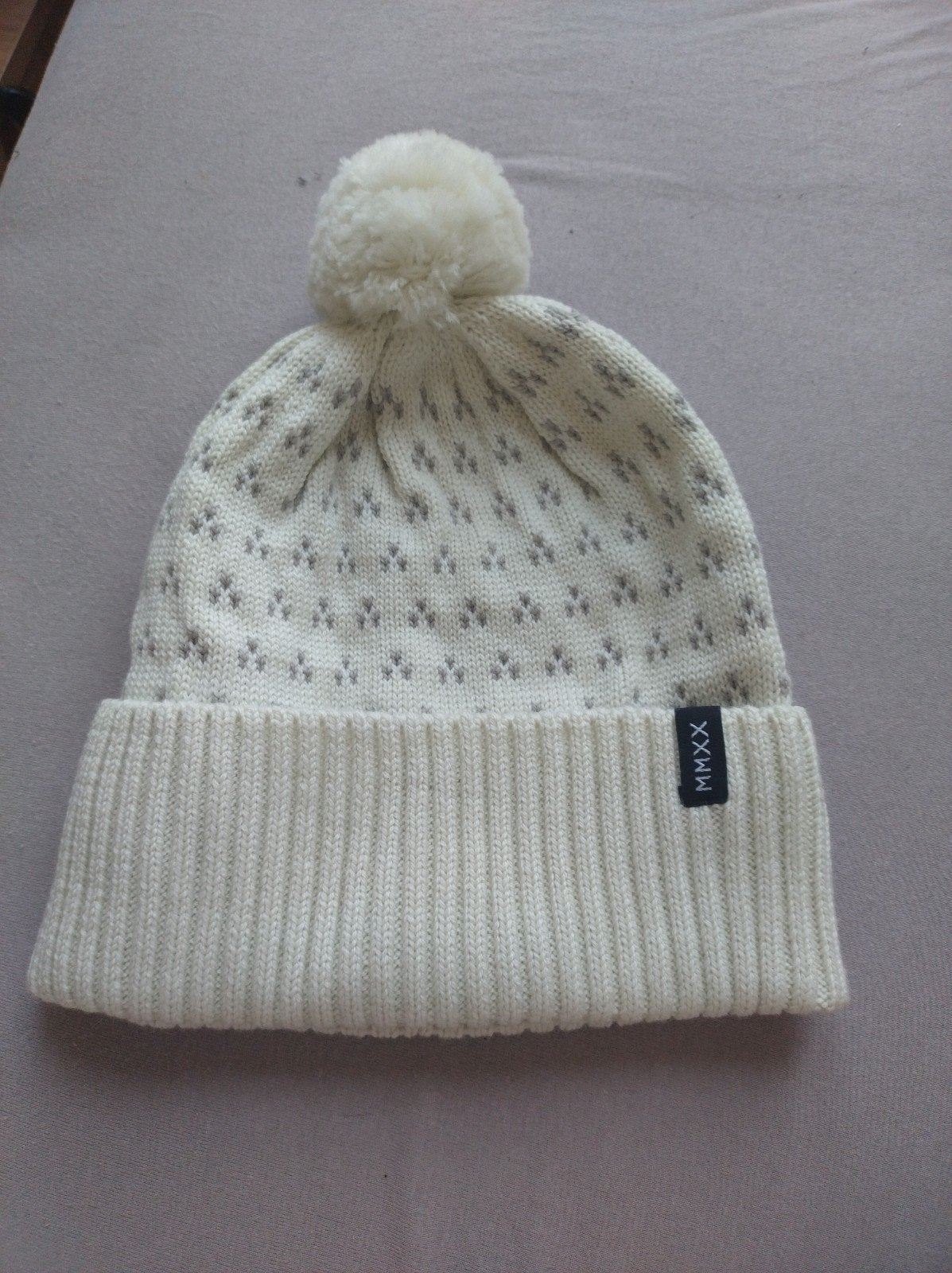 Stoic Muts met pompon - Wit/Grijs, Stoic, Ophalen of Verzenden, Nieuw, Muts