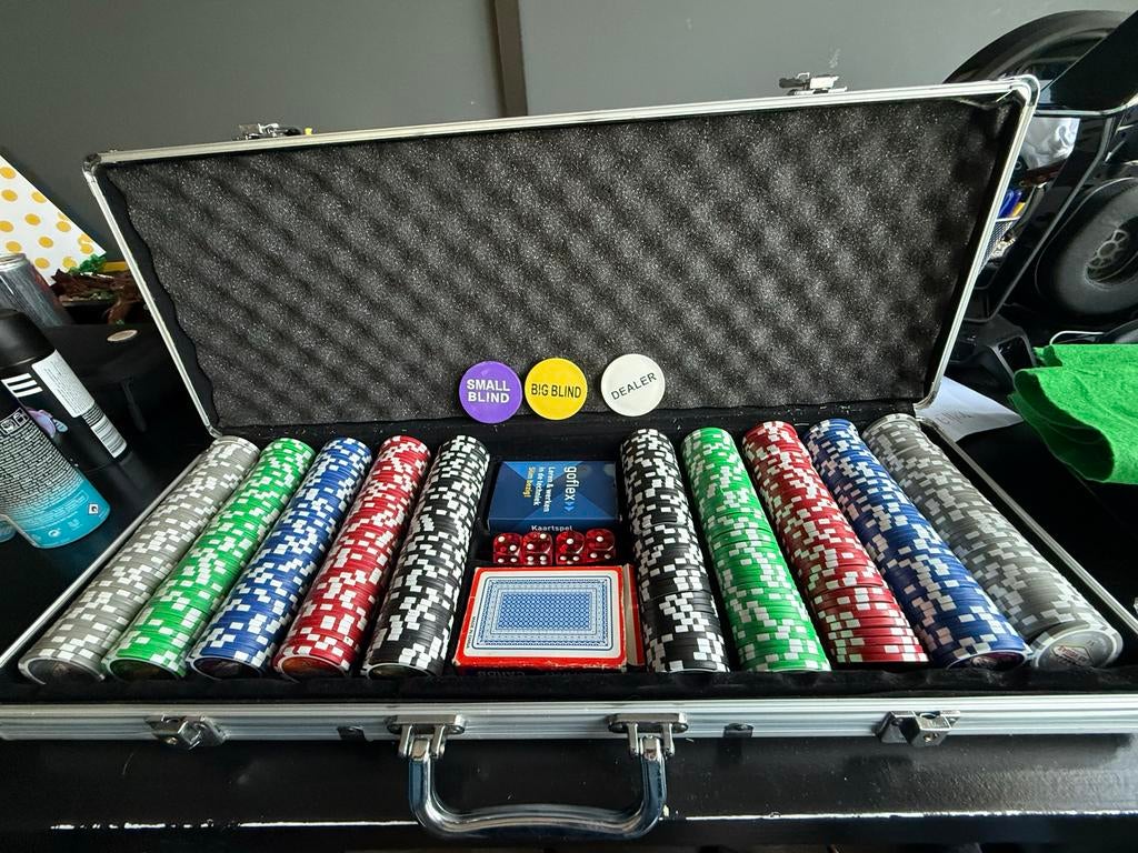 Pokerset in Aluminium Koffer - Zo goed als nieuw, Drie of vier spelers, Ophalen of Verzenden, Zo goed als nieuw, Reisspel