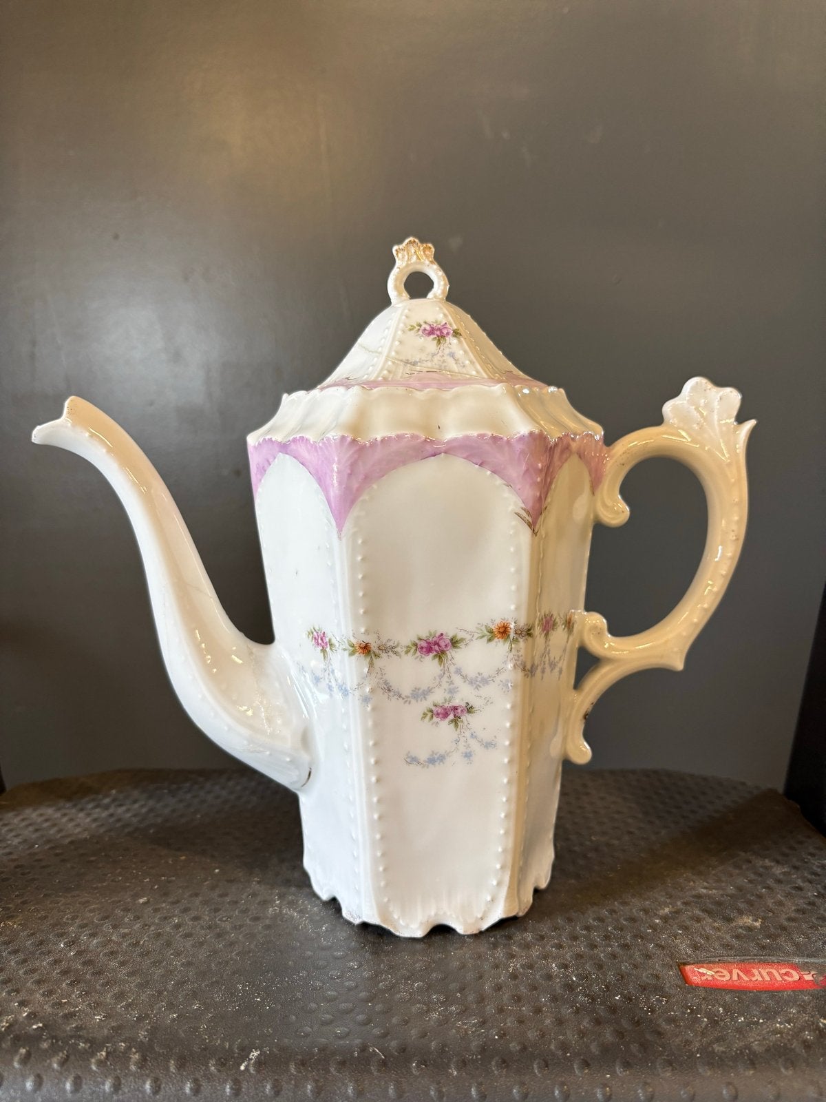 Antieke porseleinen koffie/theepot met bloemmotief, Antiek en Kunst, Ophalen