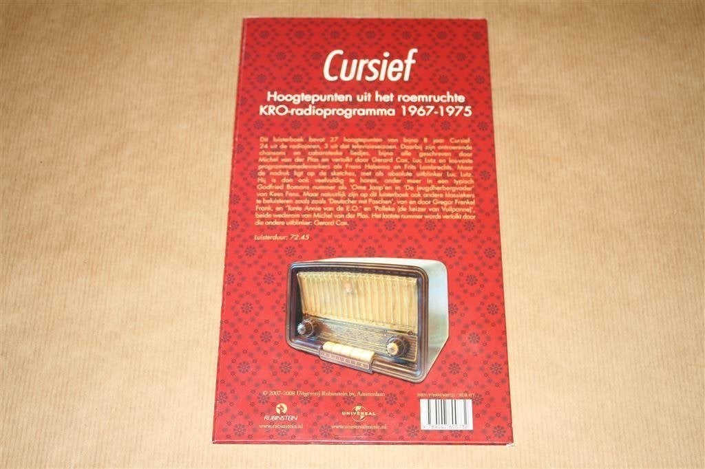 Luisterboek. Cursief. Hoogtepunten KRO-radioprogramma., Ophalen of Verzenden