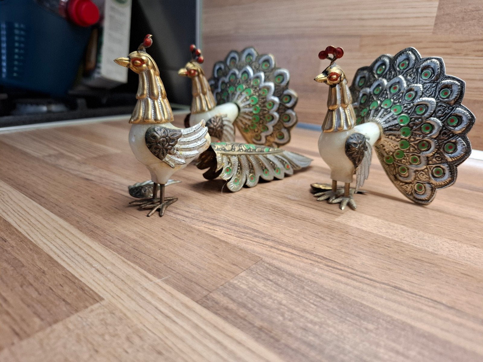 Set van 3 Vintage Pauw Beeldjes - Decoratieve Kunst, Ophalen of Verzenden