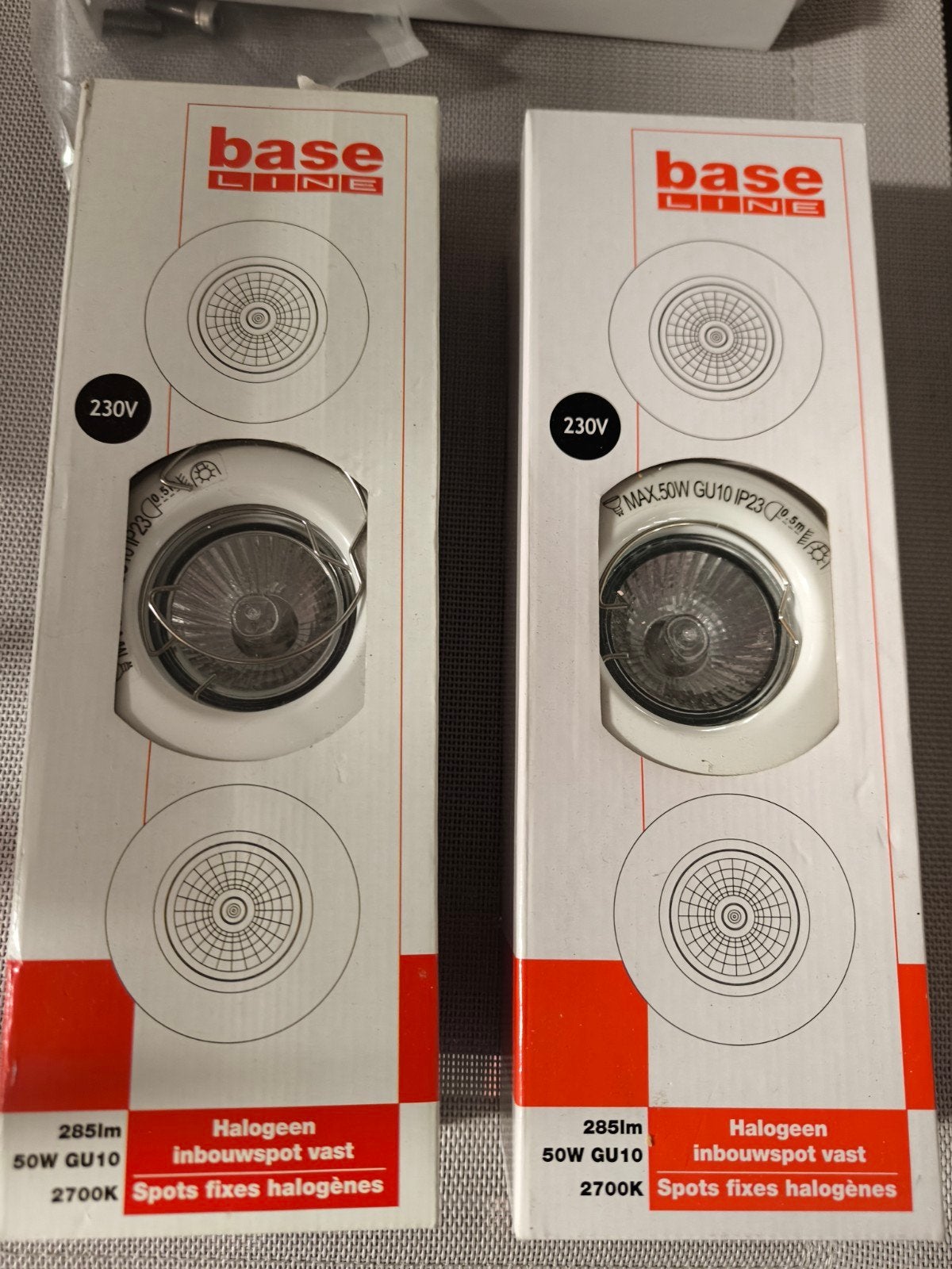 2x Base Line Halogeen Inbouwspot Vast GU10 2700K, Huis en Inrichting, Lampen | Spots, Halogeen, GU10, Overige merken, Nieuw