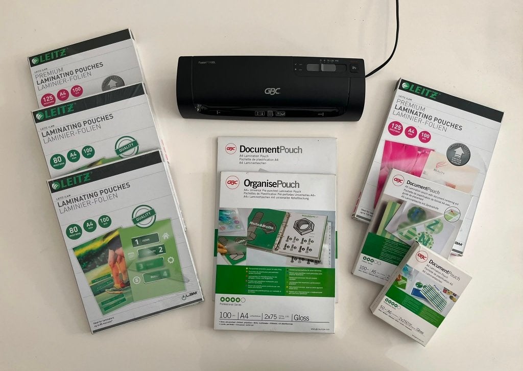 Lamineer apparaat met diverse pouches, Diversen, Bureau-accessoires, Ophalen, Zo goed als nieuw