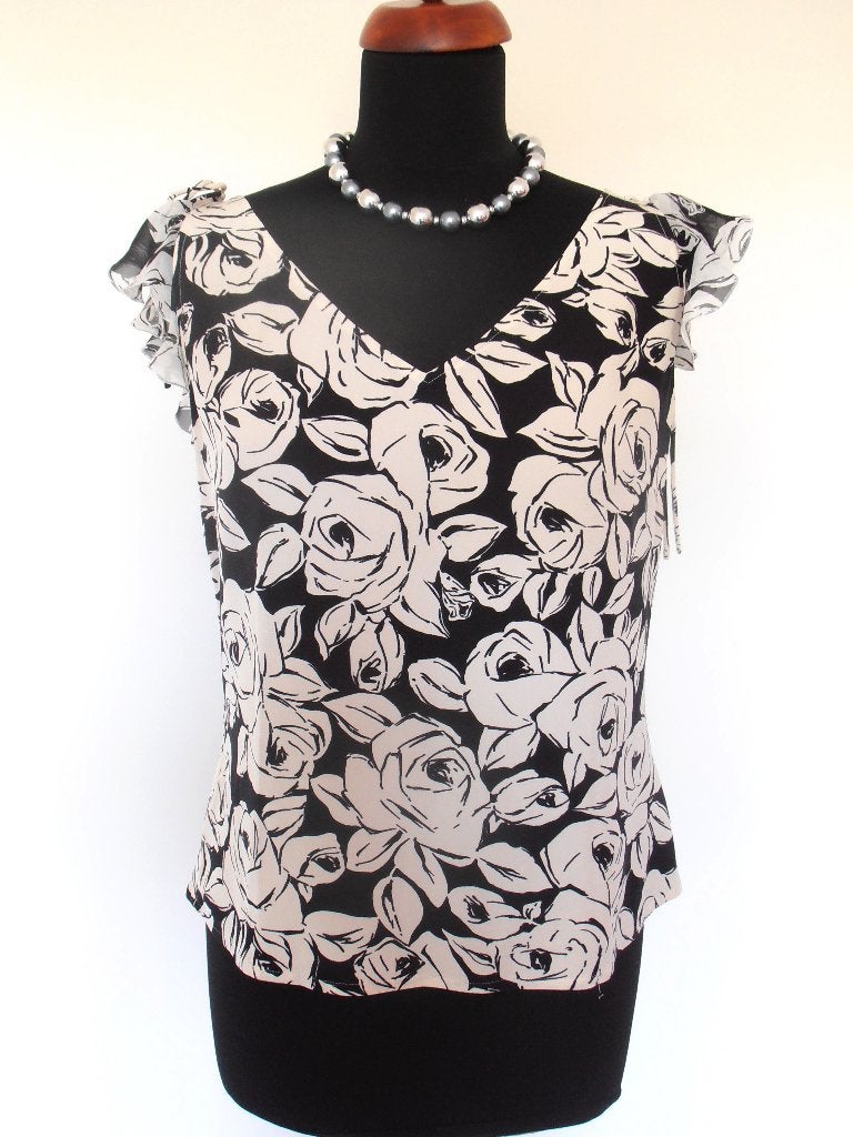 Nieuwe Mart Visser - zuiver zijden zwart witte blouse - 38, Maat 38/40 (M), Overige kleuren, Nieuw, Mart Visser
