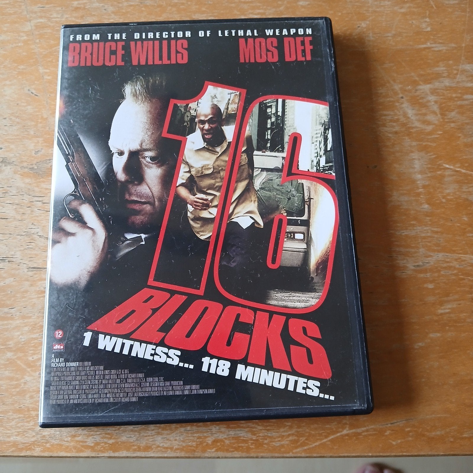 16 Blocks DVD met Bruce Willis en Mos Def, Actiethriller, Ophalen of Verzenden, Vanaf 12 jaar, Gebruikt