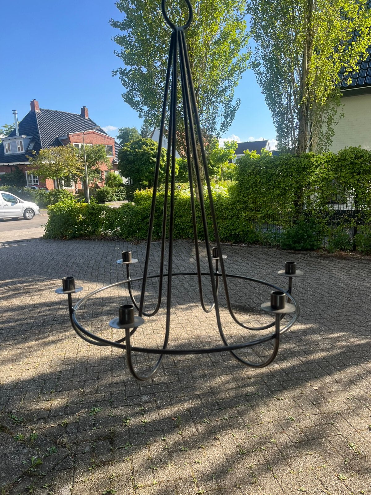 Metalen kroonluchter voor kaarsen, Ophalen, Gebruikt, Metaal