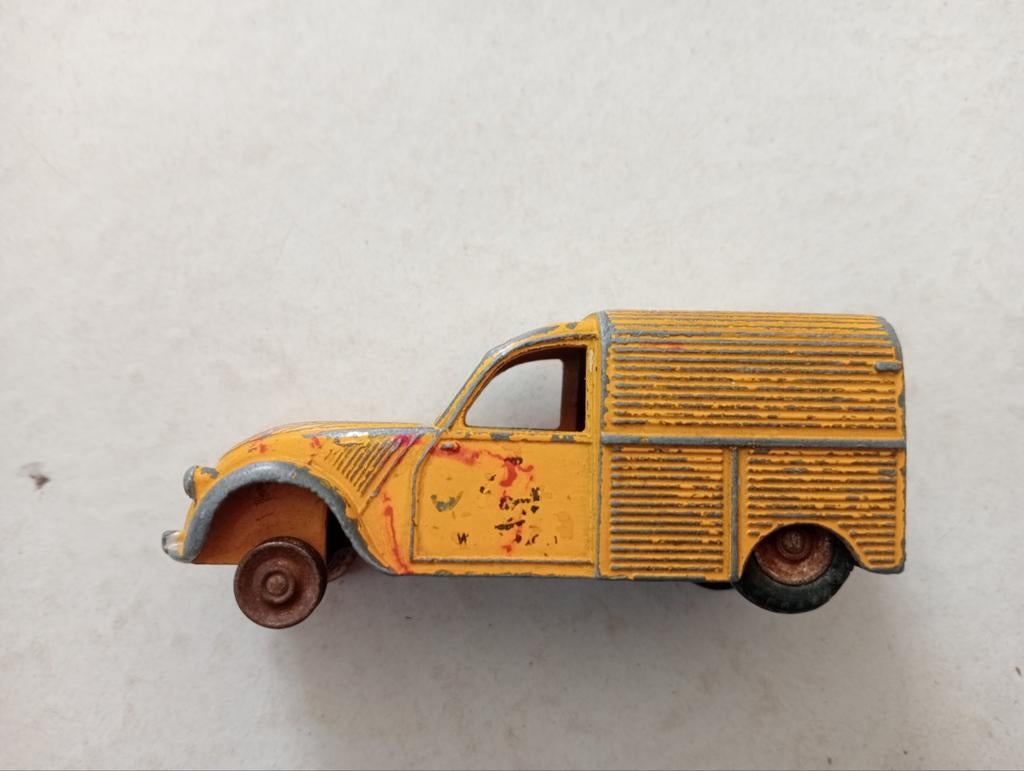 Citroen 2cv azu ribbelkap wegenwacht Dinky toys 25D, Ophalen of Verzenden, Gebruikt, Auto, Dinky Toys