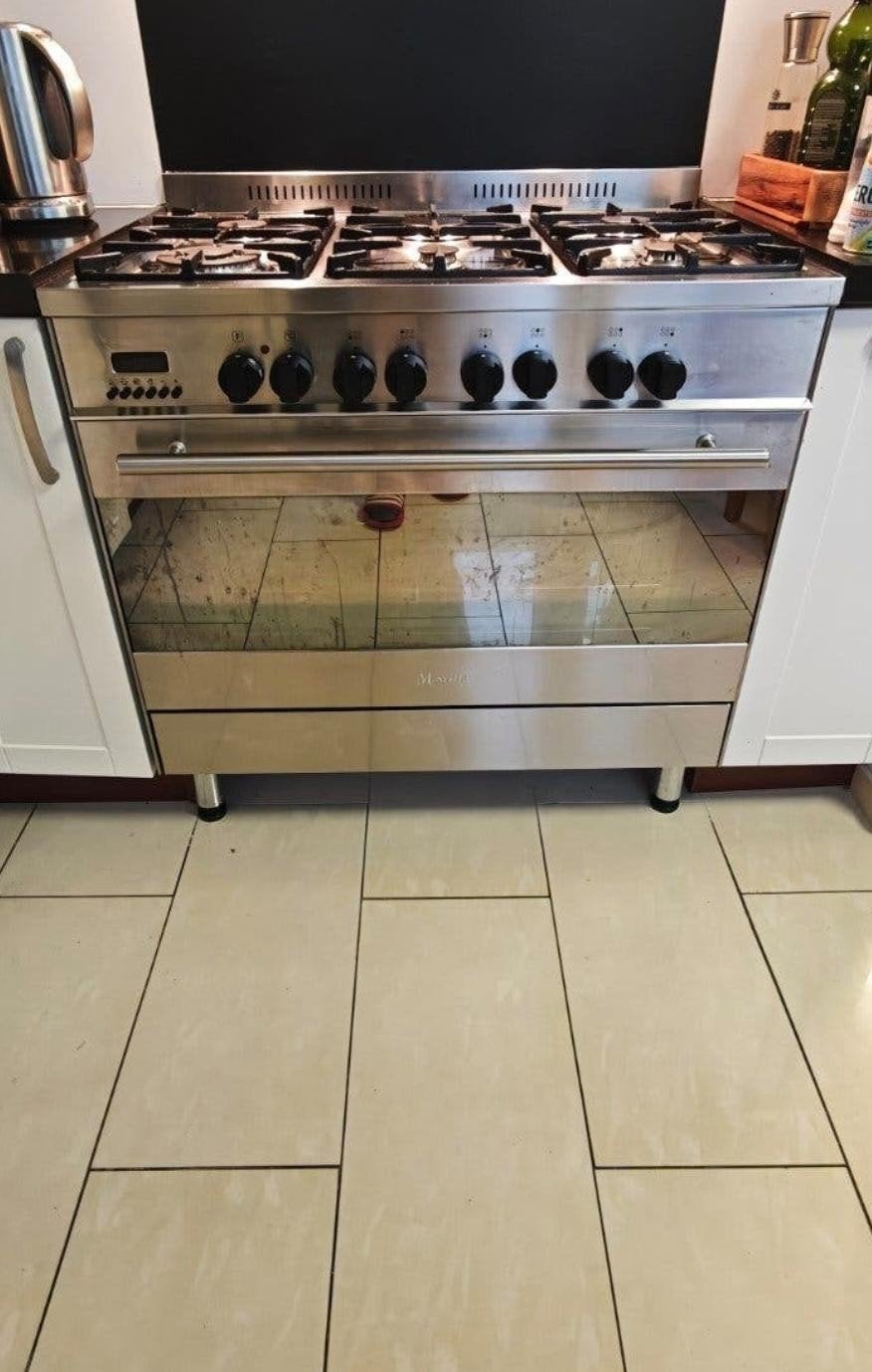 Boretti M-System rvs Gasfornuis 90 cm, 6 pits, 60 cm of meer, Ophalen of Verzenden, Zo goed als nieuw, Gas