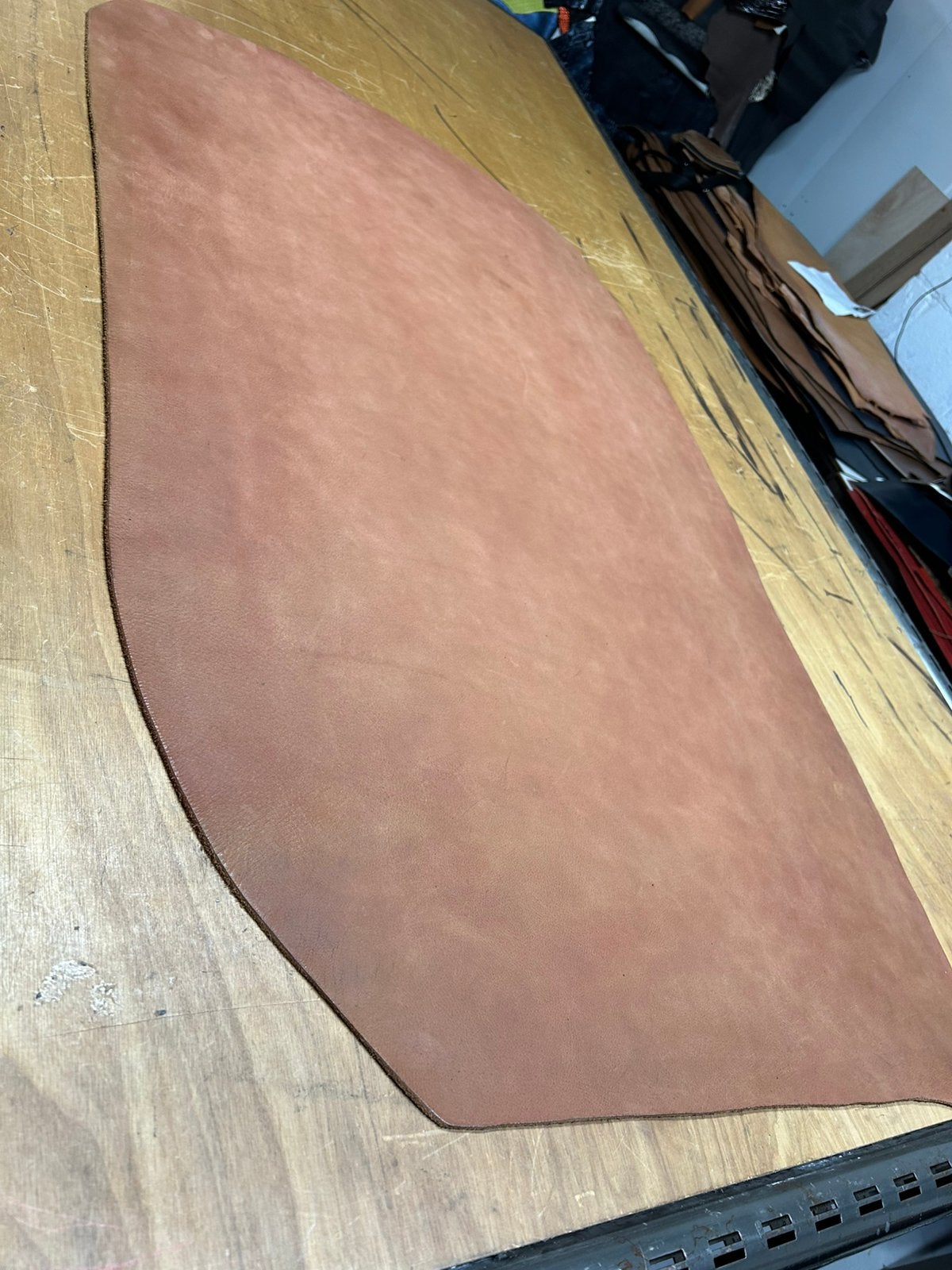 Cognac tuigleer 3 mm dikte soepel nr 21, Leer of Kunstleer, Ophalen of Verzenden, Zo goed als nieuw, 30 tot 120 cm