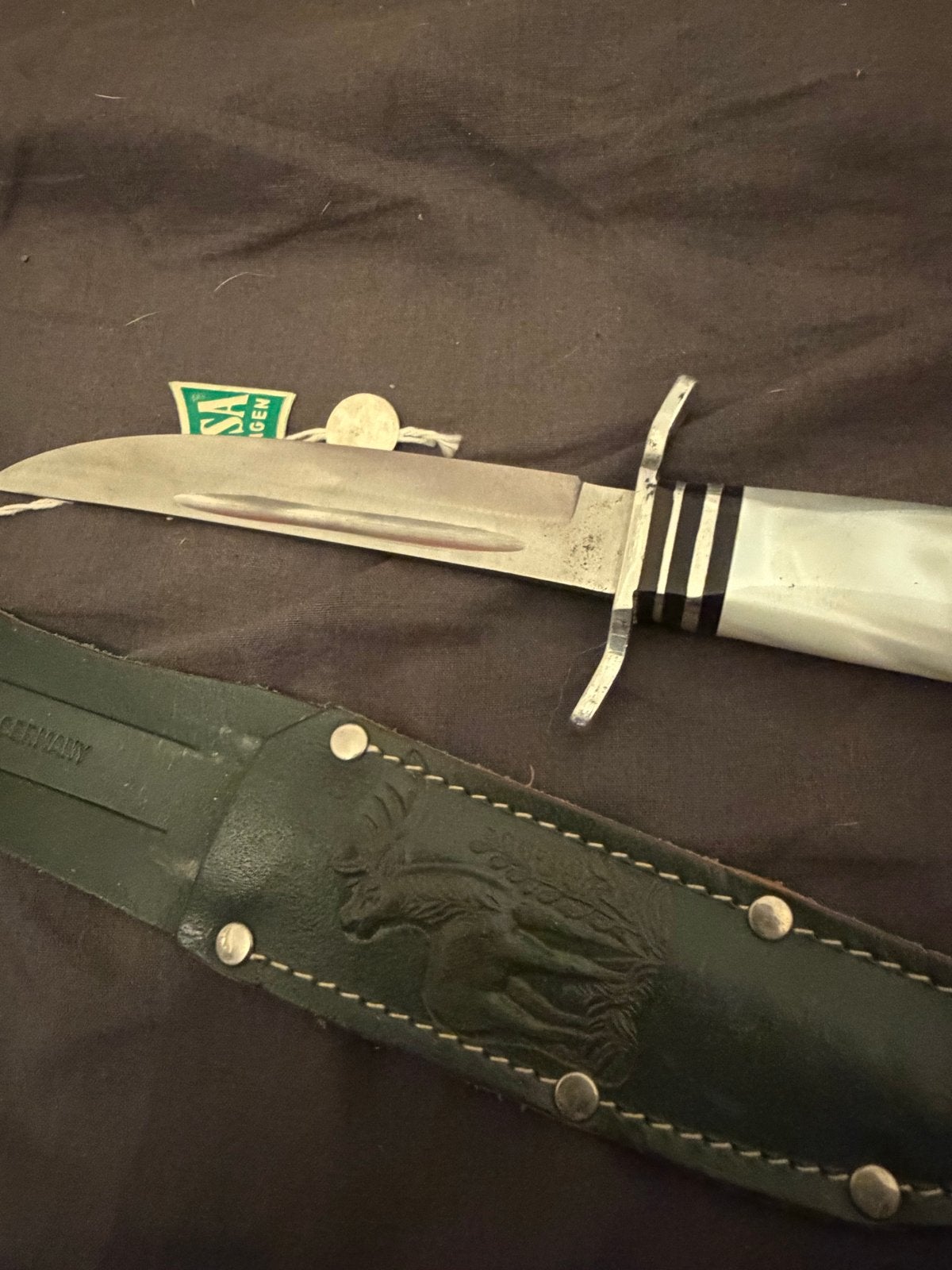 Vintage J.A. Henckels jachtmes met parelmoer handvat, Ophalen of Verzenden