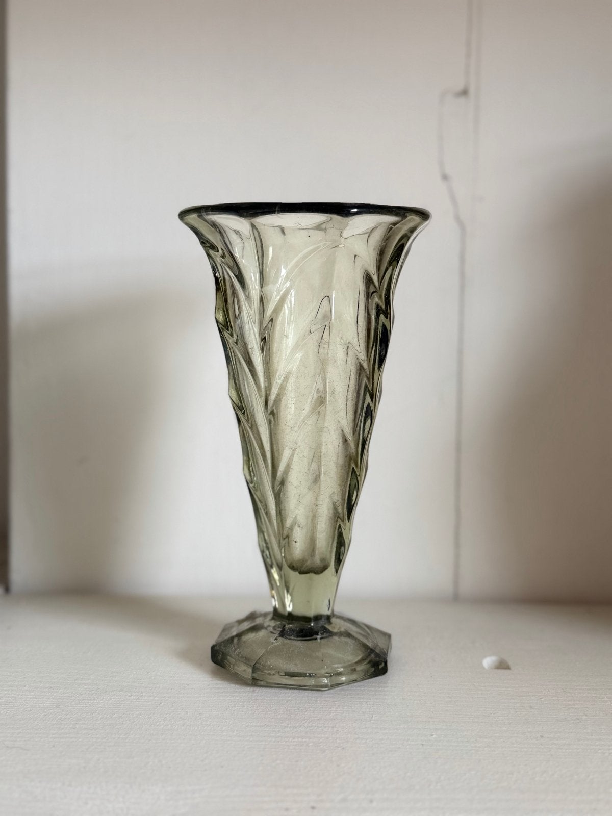 Art Deco Vaas 'Americain' Val Saint Lambert Luxval Rookgrijs, Ophalen of Verzenden