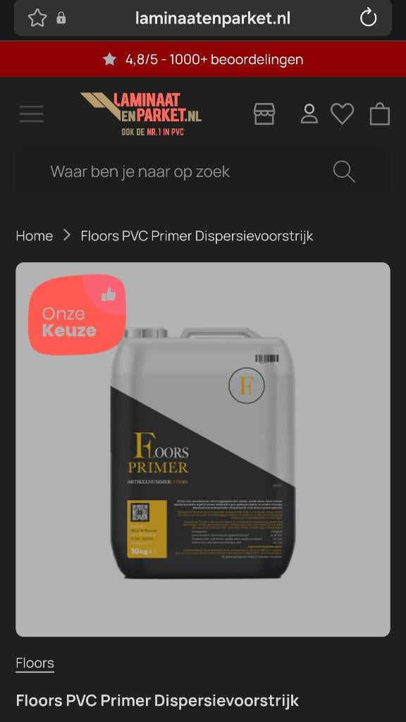 Floors PVC Primer Dispersievoorstrijk 2 x 10kg, Ophalen, Kunststof, 50 tot 150 cm, Overige typen