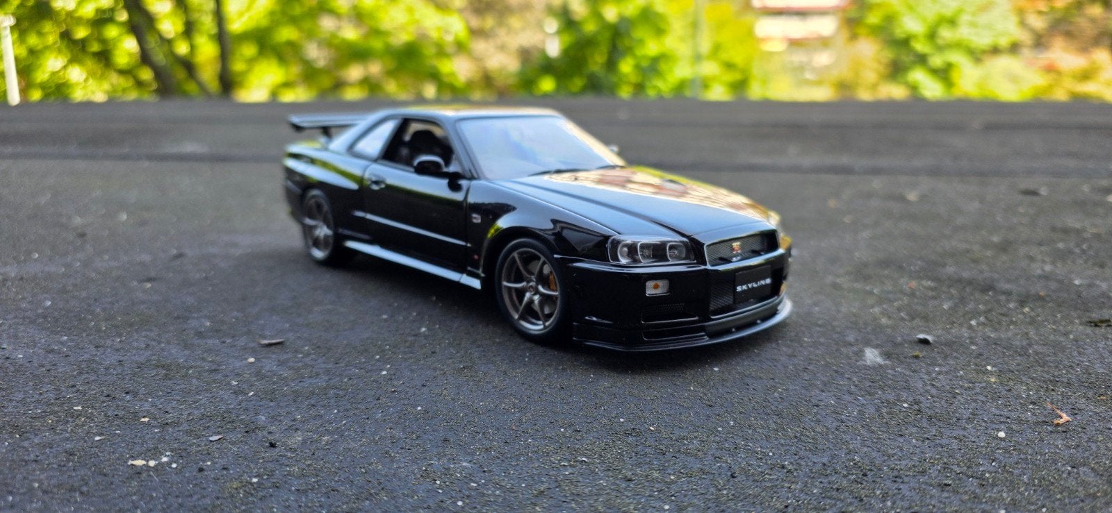 1:18 Nissan skyline GT-R R34 V-spec II black Autoart, Hobby en Vrije tijd, Modelauto's | 1:18, Ophalen of Verzenden, Zo goed als nieuw