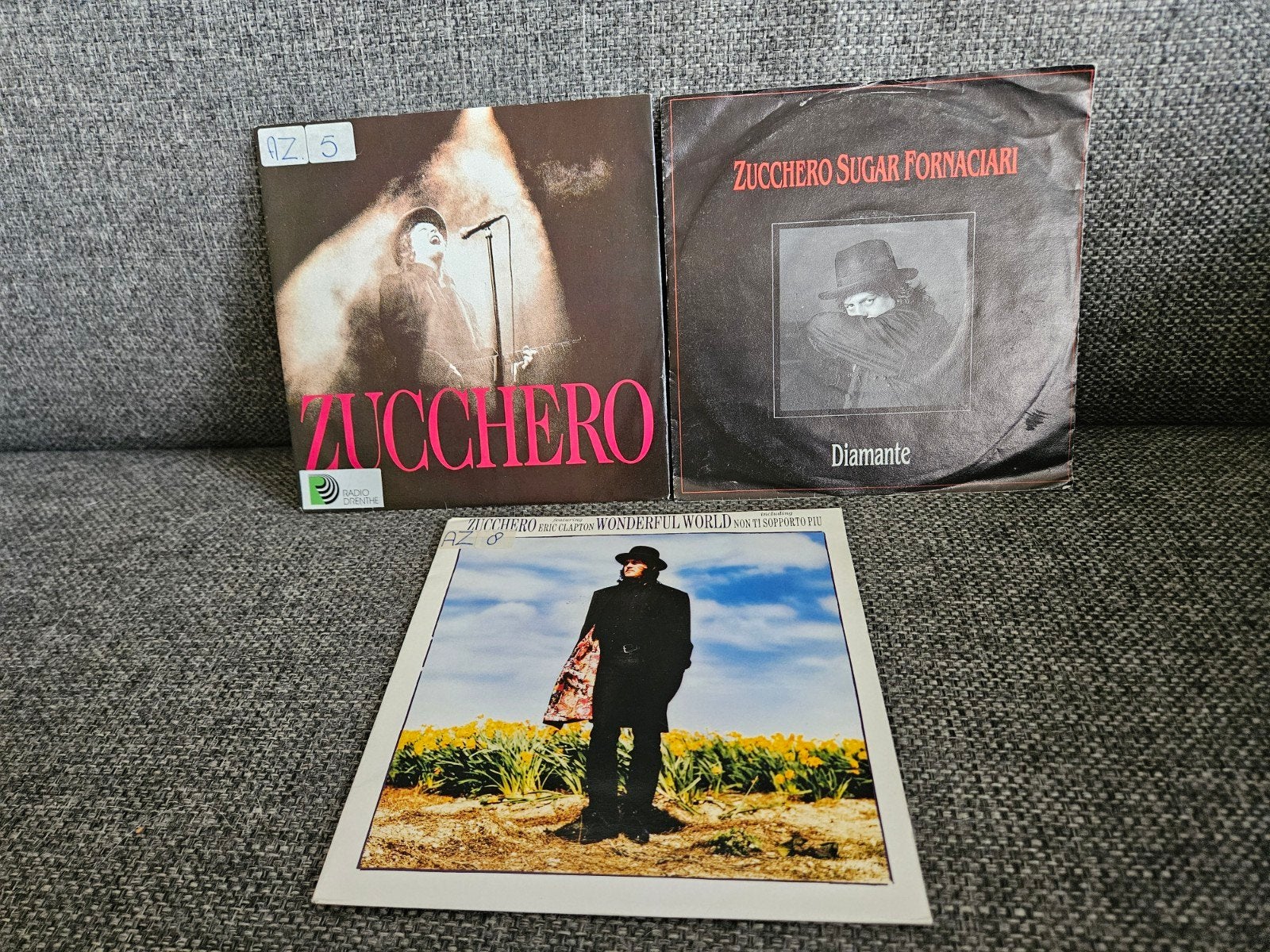 Zucchero Vinyl Singles Collectie: Wonderful World, Diamante, Verzenden, Zo goed als nieuw, 7 inch