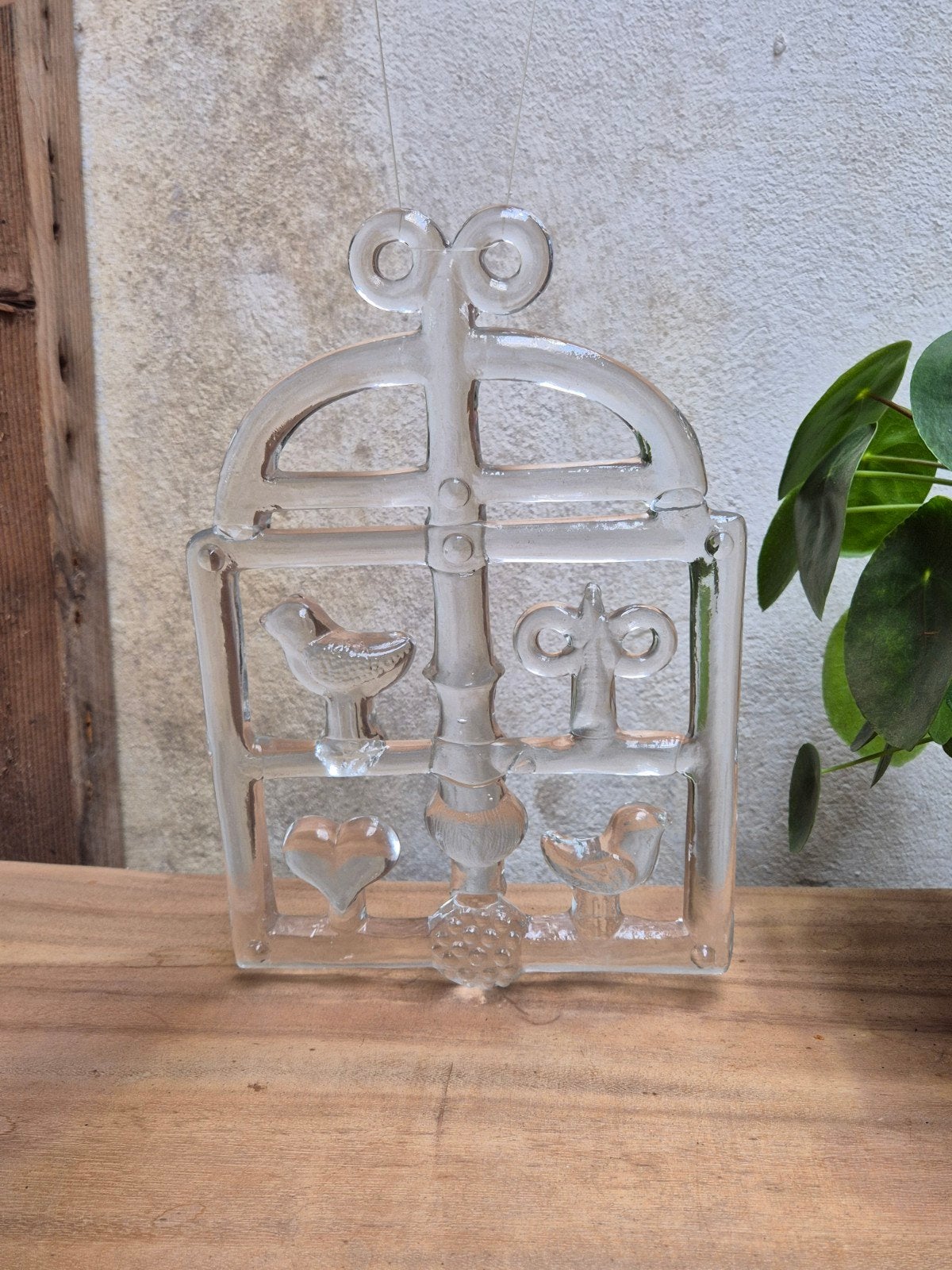Boda Zweden Vogel Hart Vogelkooi Glazen Ornament Raamhanger, Antiek en Kunst, Kunst | Designobjecten, Ophalen of Verzenden