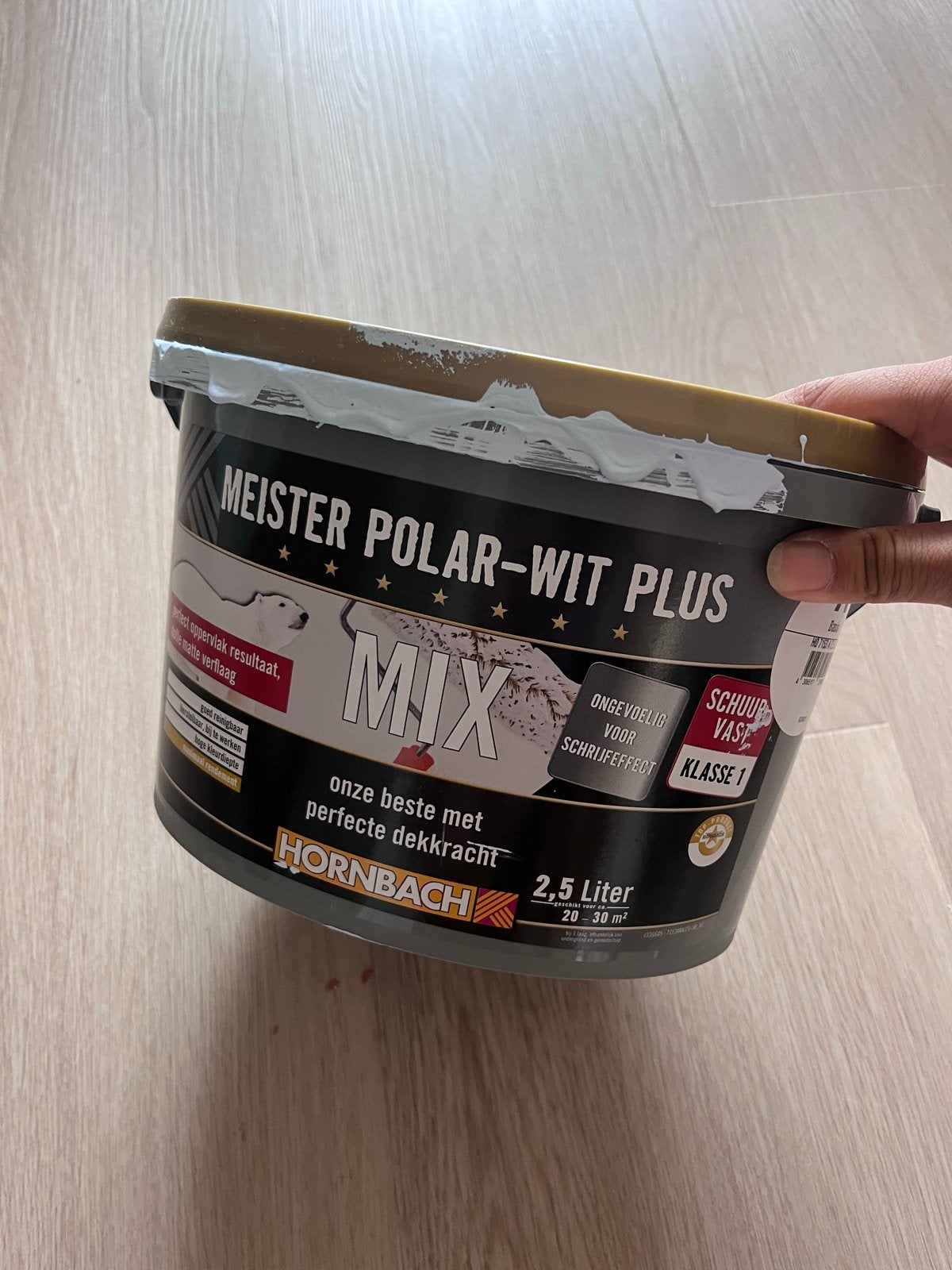 HORNBACH Meister Polar-Wit Plus Verf 2,5L (halfvol), Gebruikt, Wit, Ophalen of Verzenden, Verf