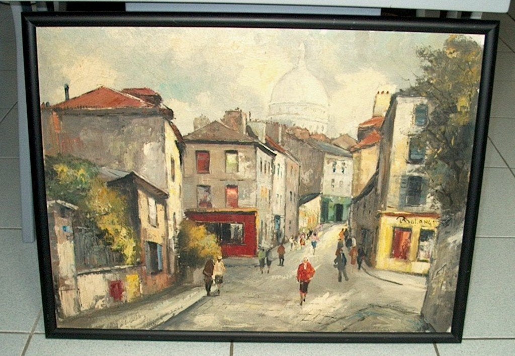 schilderij : straat in Montmartre, Parijs ( 80x60cm ), Ophalen, Stads- / dorpsgezicht