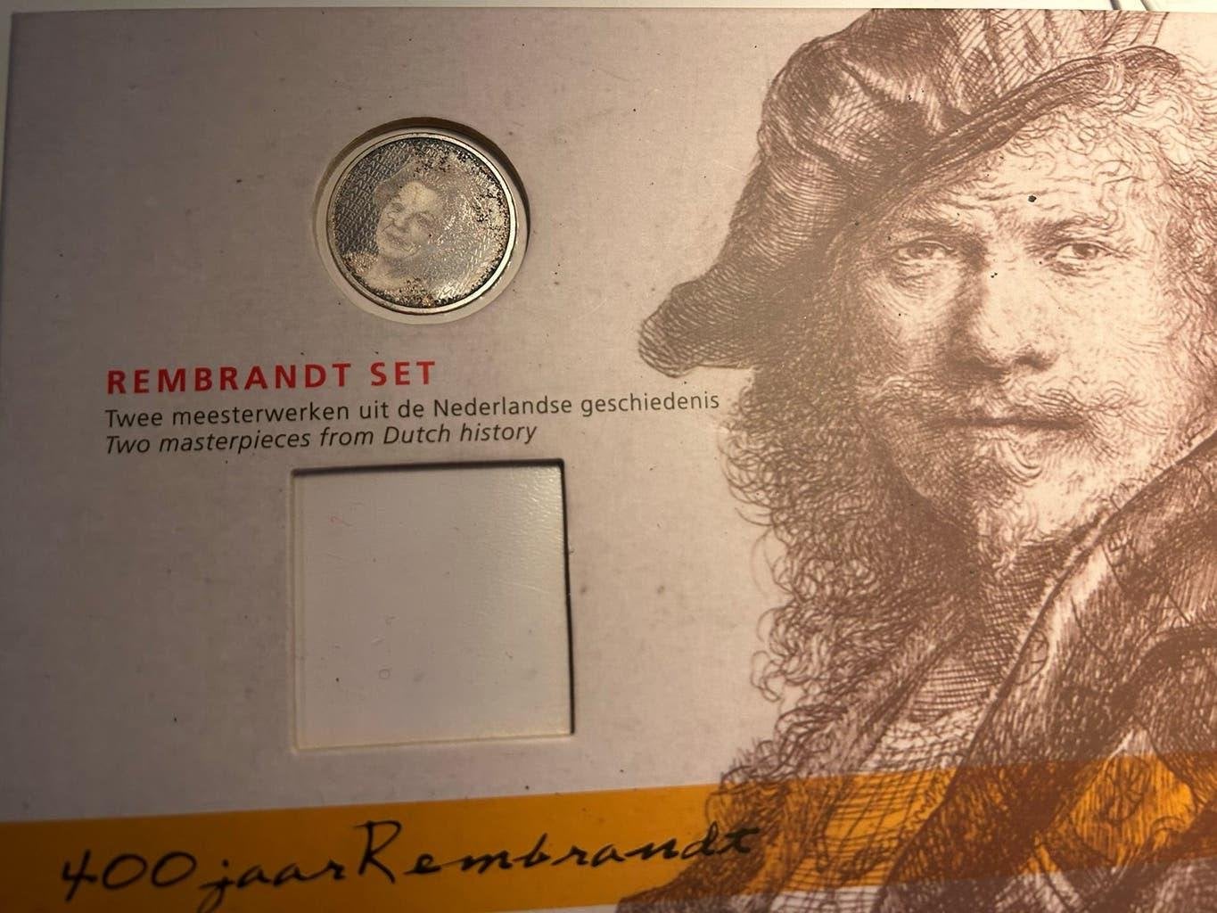 Rembrandt zilveren vijfje in setje (postzegel ontbreekt), Zilver, Verzenden, Setje, 5 gulden