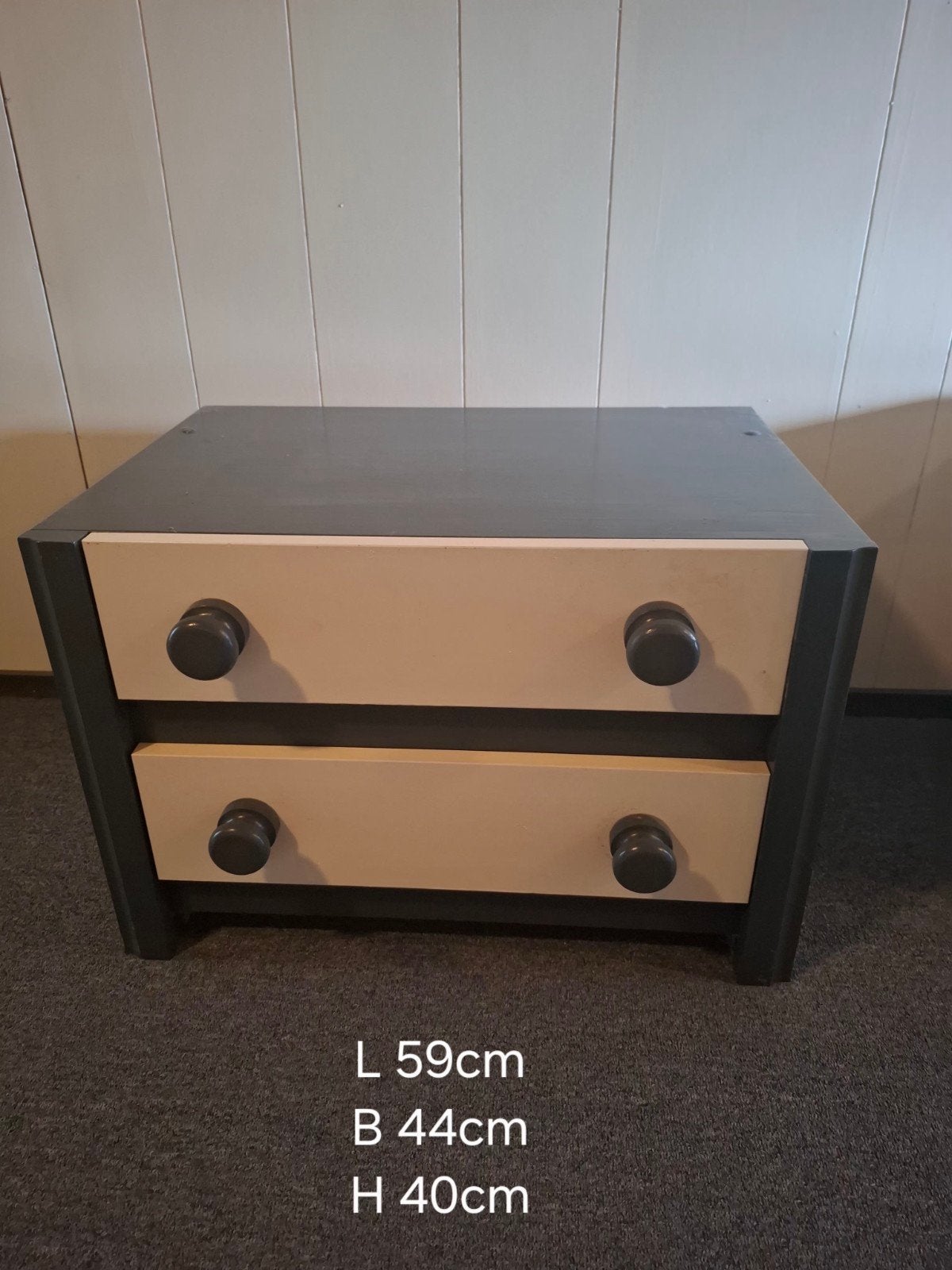 Nachtkastje/bijzettafel met 2 lades, Ophalen, Gebruikt, 45 tot 65 cm, Minder dan 55 cm