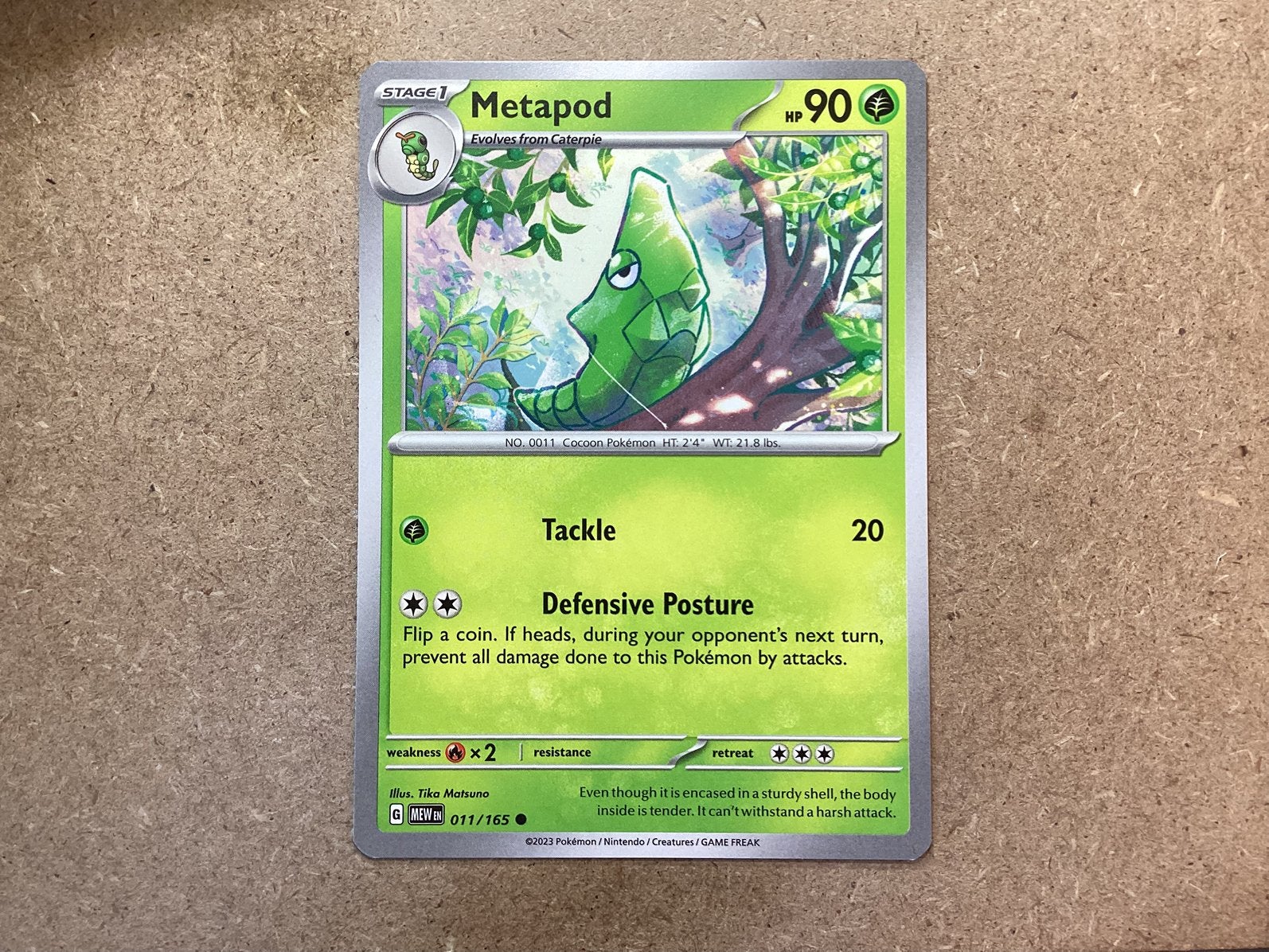 1x Metapod [MEW 011/165] (Near Mint), Ophalen of Verzenden, Zo goed als nieuw, Losse kaart
