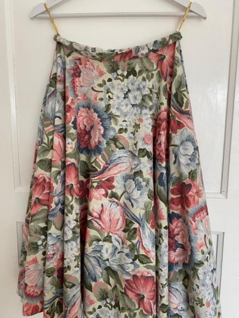 Vintage Gebloemde Katoenen Klokrok, Kleding | Dames, Rokken, Overige kleuren, Ophalen of Verzenden, Zo goed als nieuw, Maat 36 (S)
