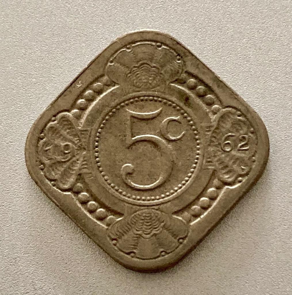 5 Cent / vierkante stuiver Nederlandse Antillen 1962, Postzegels en Munten, Munten | Nederland, Verzenden, Koningin Juliana, 5 cent