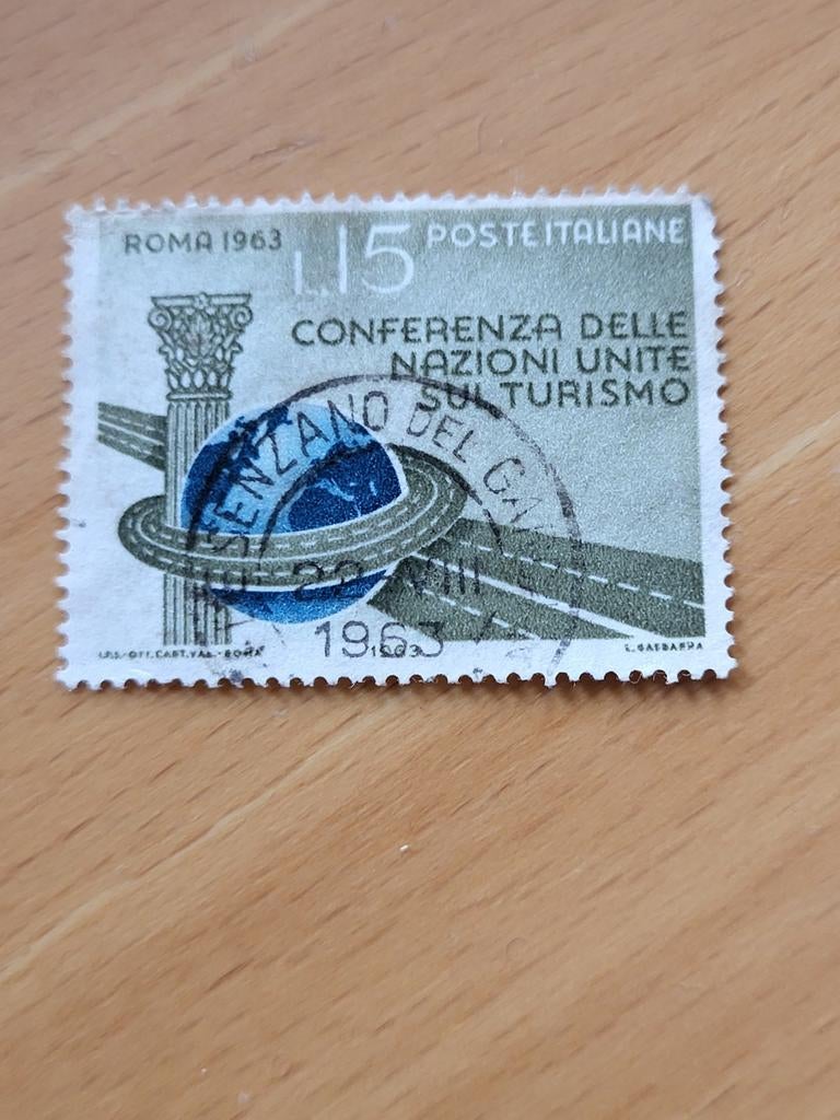 Italiaanse postzegel Conferenza Nazioni Unite Turismo, Ophalen of Verzenden, Gestempeld
