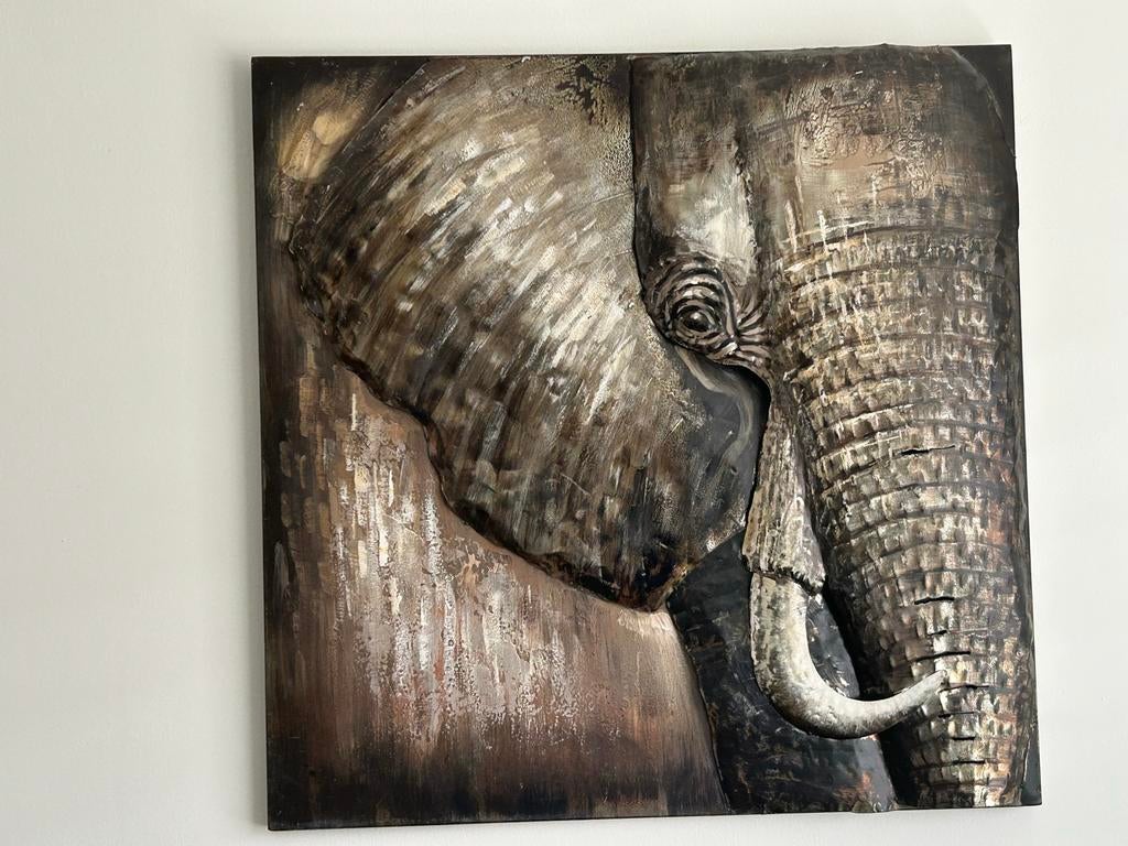 Exclusief metalen 3D schilderij met olifant, Ophalen