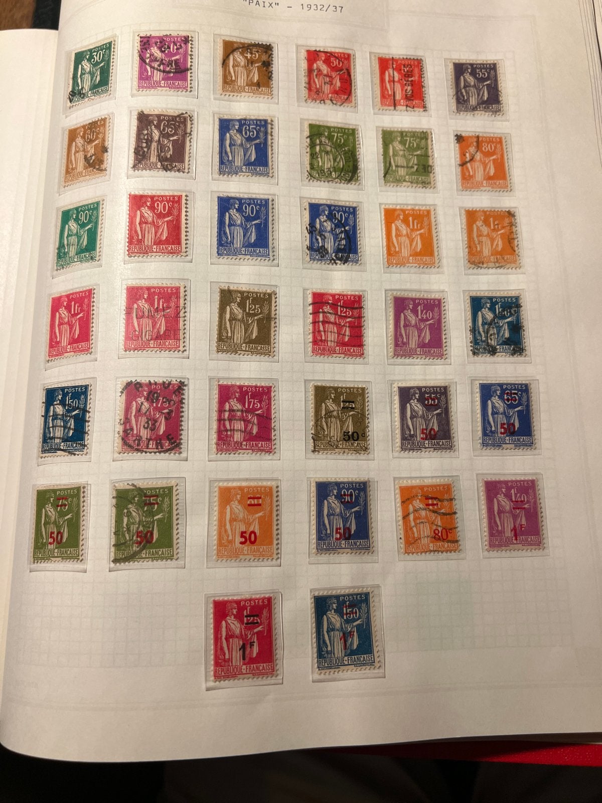 Collectie Franse postzegels 'PAIX' 1932/37, Ophalen of Verzenden, T/m 1940, Gestempeld