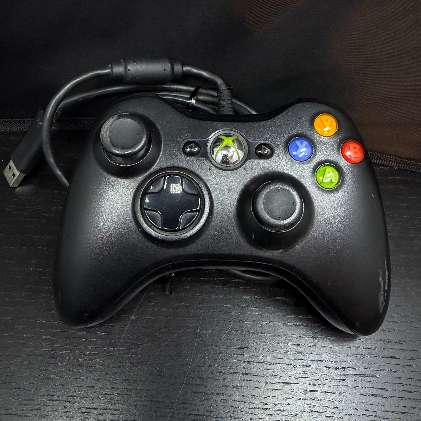 Originele Microsoft Xbox 360 Controller Wired Zwart, Gebruikt, Z, Ophalen of Verzenden, E