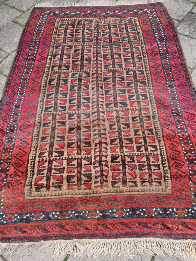 Oude sleets Iraan perzisch tapijt 200x125 cm, Gebruikt, Ophalen of Verzenden, Iran, 150 tot 200 cm