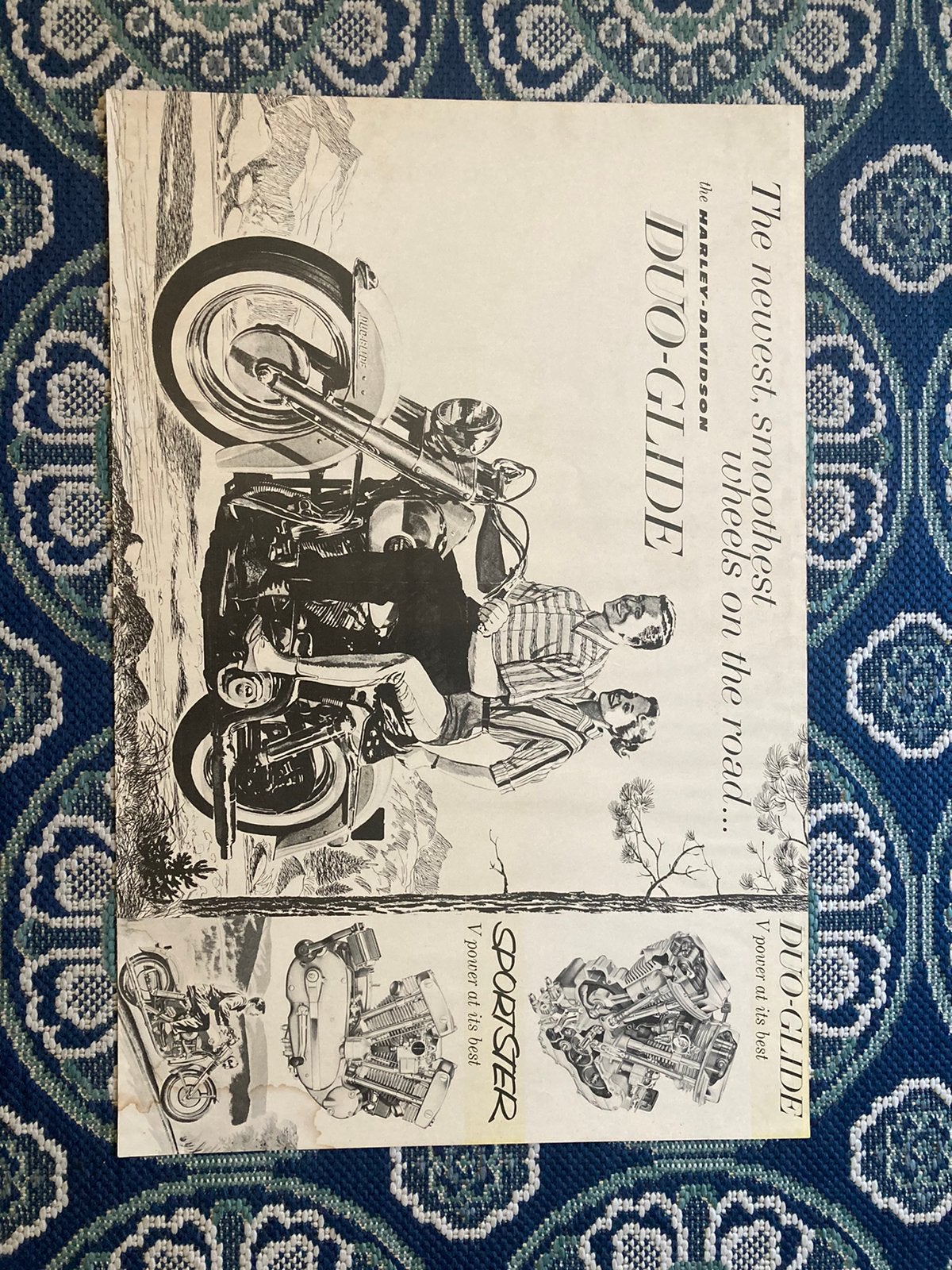 Oude Harley Davidson Duo Glide poster, Ophalen of Verzenden, Overige landen