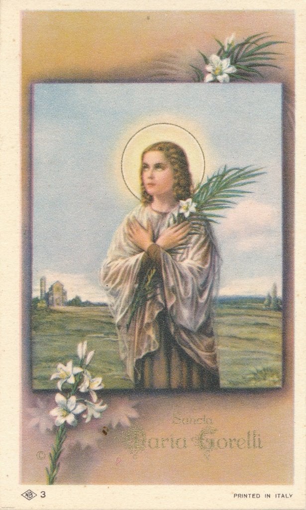 Mooi devotieprentje van H. Maria Goretti, Ophalen of Verzenden, Zo goed als nieuw, Kaart of Prent, Christendom | Katholiek