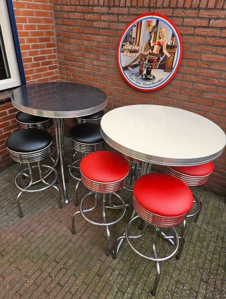 FIFTIES SIXTIES  AMERIKAANSE BEL AIR BARKRUKKEN MET BARTAFEL, Huis en Inrichting, Barkrukken, Zo goed als nieuw, 60 tot 90 cm