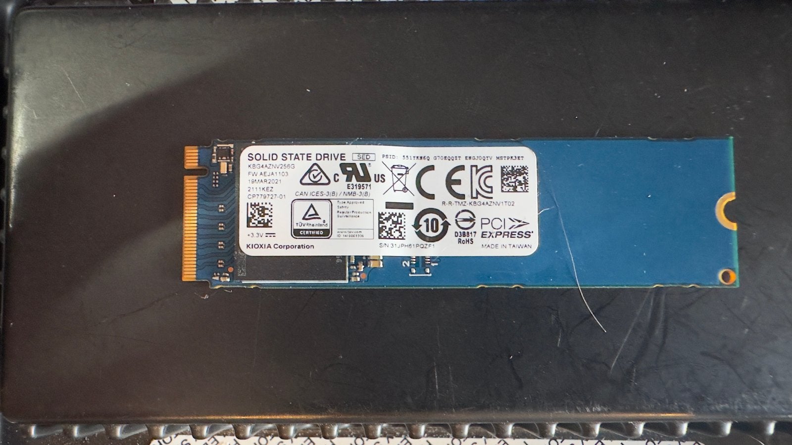 Kioxia 256GB NVMe M.2 SSD, Gebruikt, 256GB, SSD, Ophalen of Verzenden