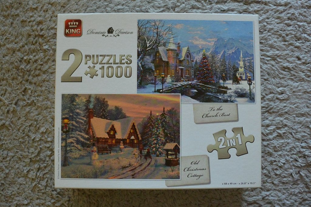 King puzzels kerst 2x 1000 stukjes, Hobby en Vrije tijd, Denksport en Puzzels, Ophalen of Verzenden, 500 t/m 1500 stukjes, Gebruikt
