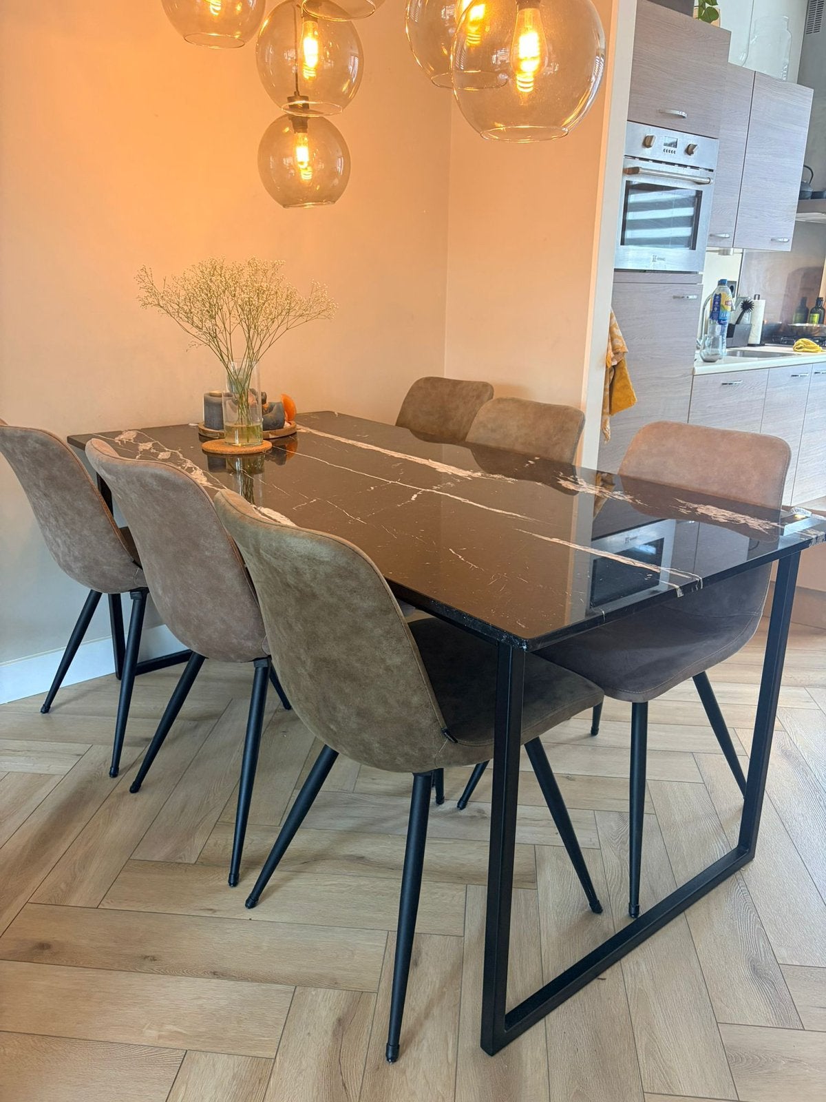 6 eetkamerstoelen haco / mxsofa groen en grijs, Ophalen, Zo goed als nieuw, Grijs, Vijf, Zes of meer stoelen