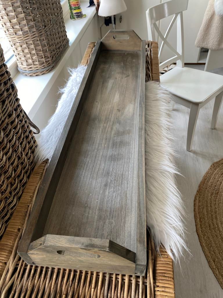 Groot/ lang dienblad met handvatten, Ophalen, Gebruikt, Rechthoekig, Hout