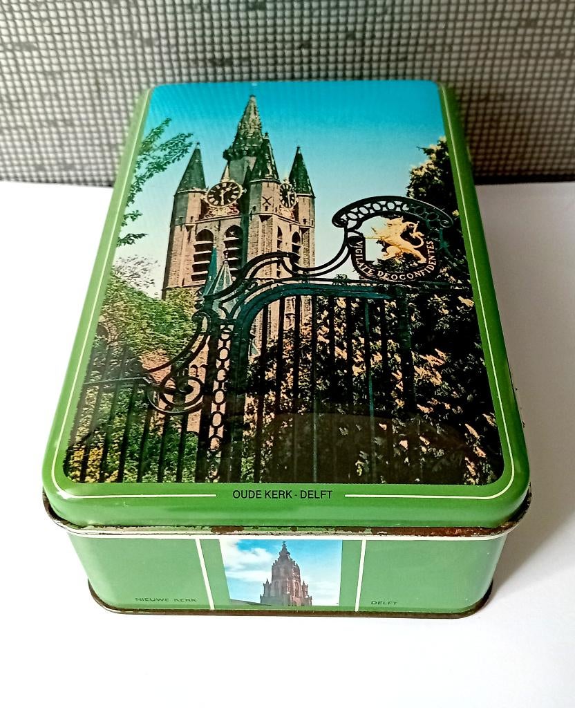 blik banketbakkerij roodenrijs met foto van delft, Verzamelen, Blikken, Ophalen of Verzenden, Gebruikt, Overige