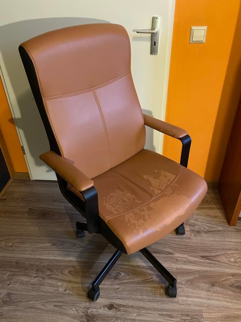 Bruine IKEA Malkolm bureaustoel - Beige, Ophalen, Gebruikt, Bruin, Bureaustoel