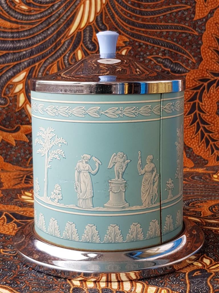 Mooie oude vintage koekjestrommel uit Engeland 18,5 cm., Ophalen of Verzenden